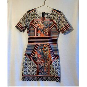 Floral geometric bodycon dress